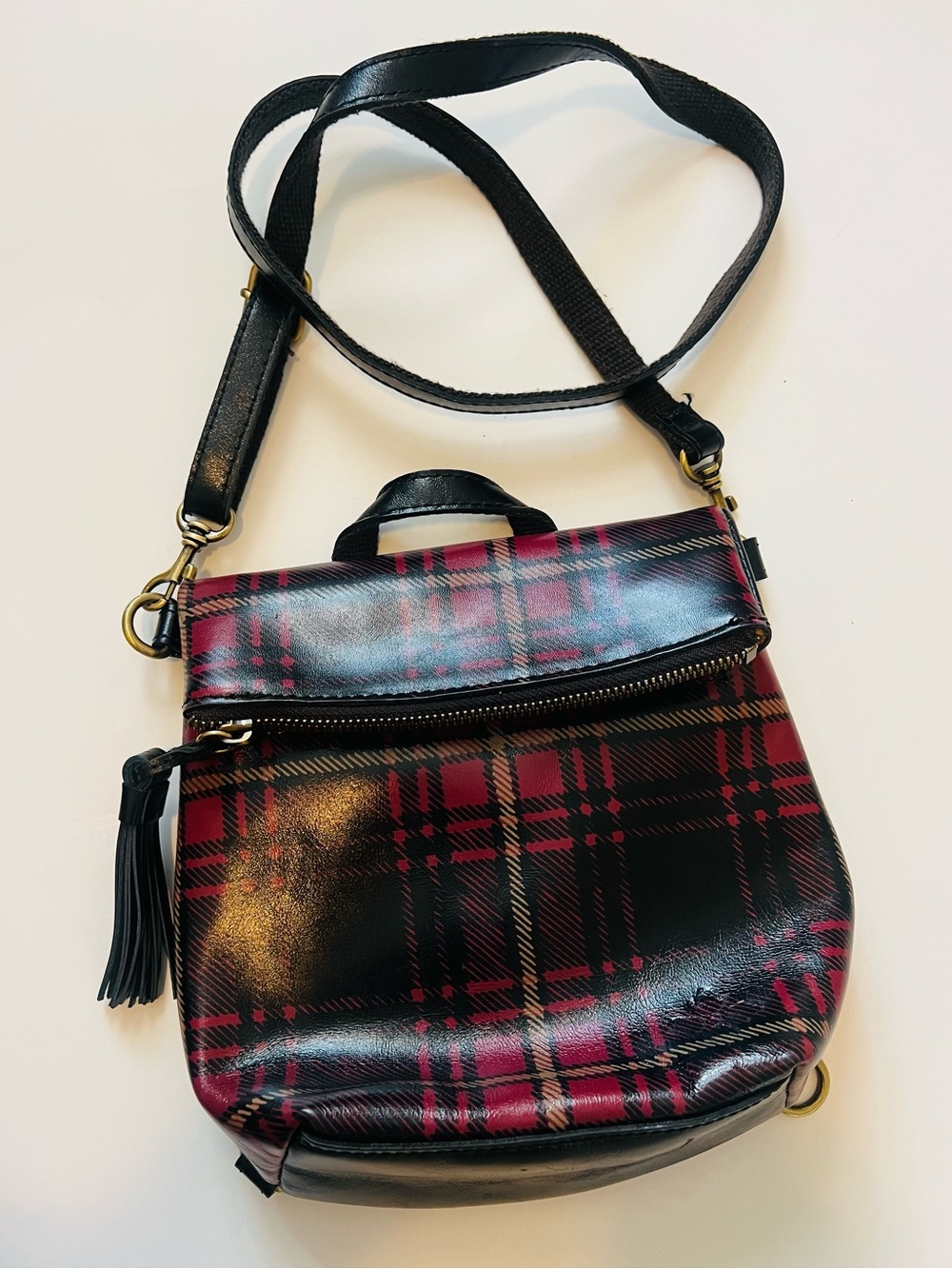 Patricia Nash Black & Red Plaid Crossbody Bag